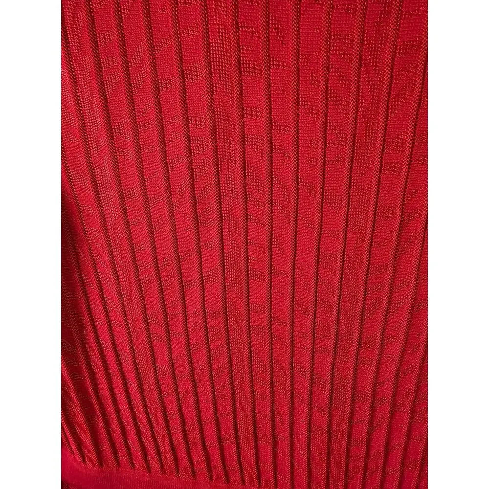 Ming Wang Fit-N-Flare Tonal Stitch Knit midi Dress red sz small $275